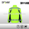 2015 high quality reflective safety fleece jacket with chest pocket and detachable hood